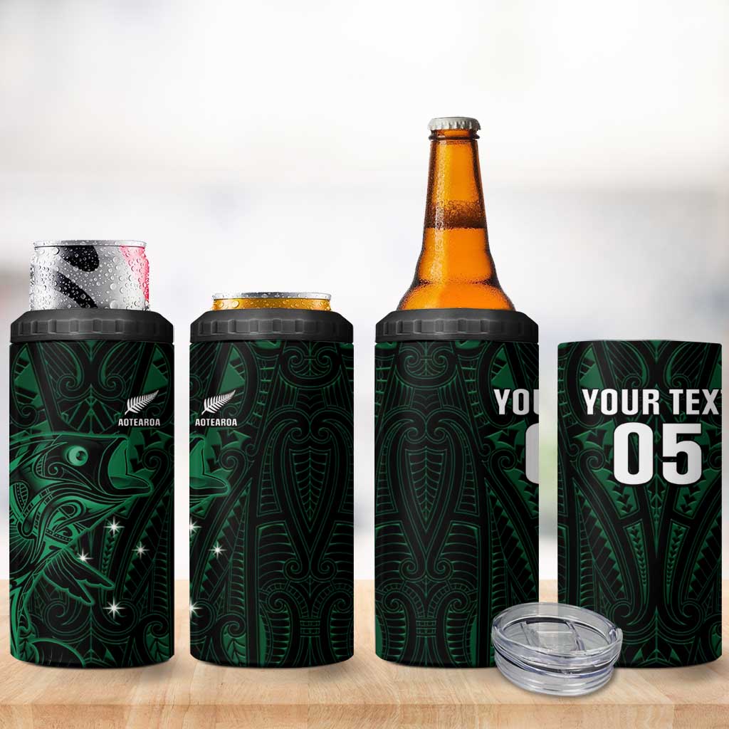 Custom New Zealand Fishing 4 in 1 Can Cooler Tumbler Maori Tribal Pattern LT05 - Polynesian Pride