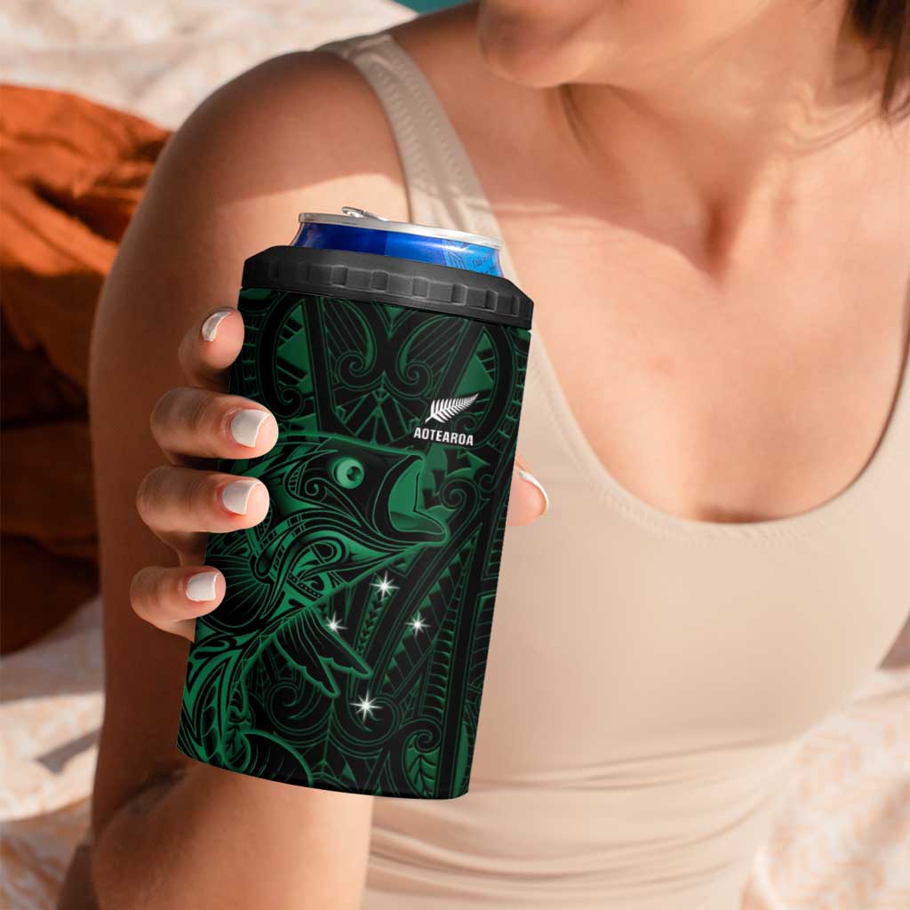 Custom New Zealand Fishing 4 in 1 Can Cooler Tumbler Maori Tribal Pattern LT05 - Polynesian Pride