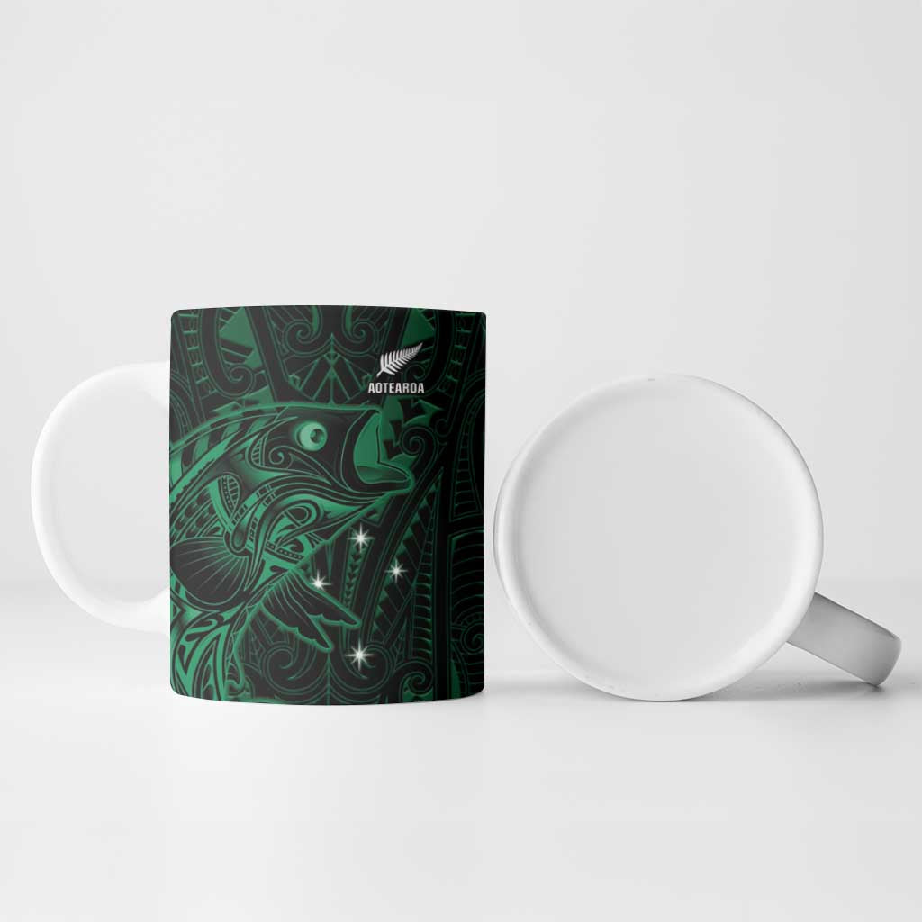 Custom New Zealand Fishing Ceramic Mug Maori Tribal Pattern - Polynesian Pride