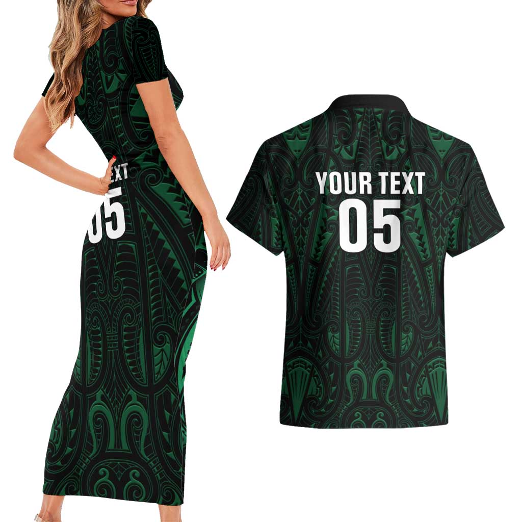 Custom New Zealand Fishing Couples Matching Short Sleeve Bodycon Dress and Hawaiian Shirt Maori Tribal Pattern LT05 - Polynesian Pride
