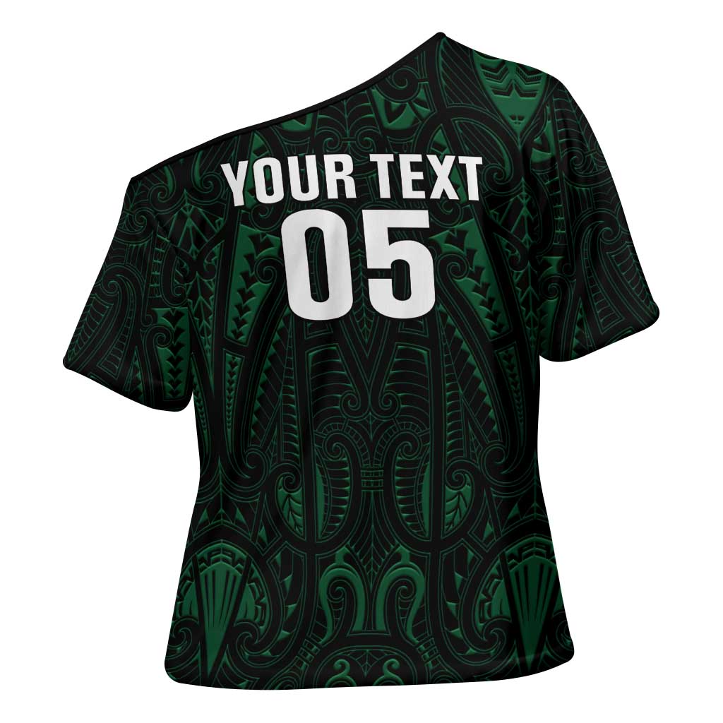Custom New Zealand Fishing Cross Shoulder Shirt Maori Tribal Pattern - Polynesian Pride