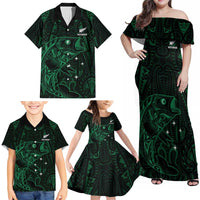 Custom New Zealand Fishing Family Matching Off Shoulder Maxi Dress and Hawaiian Shirt Maori Tribal Pattern LT05 - Polynesian Pride