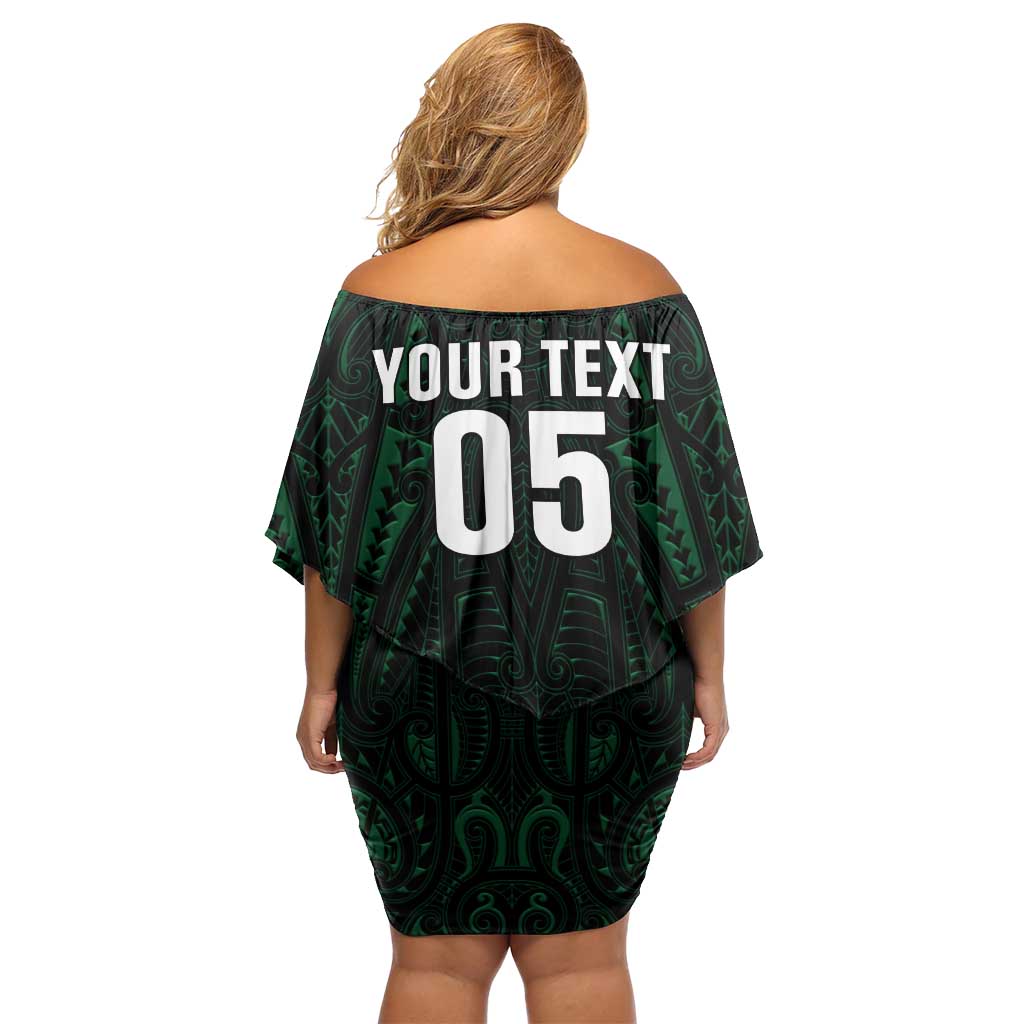 Custom New Zealand Fishing Family Matching Off Shoulder Short Dress and Hawaiian Shirt Maori Tribal Pattern LT05 - Polynesian Pride