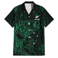 Custom New Zealand Fishing Family Matching Puletasi and Hawaiian Shirt Maori Tribal Pattern LT05 Dad's Shirt - Short Sleeve Black - Polynesian Pride