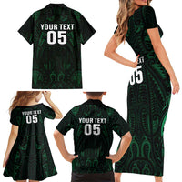 Custom New Zealand Fishing Family Matching Short Sleeve Bodycon Dress and Hawaiian Shirt Maori Tribal Pattern LT05 - Polynesian Pride