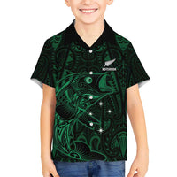 Custom New Zealand Fishing Family Matching Summer Maxi Dress and Hawaiian Shirt Maori Tribal Pattern LT05 Son's Shirt Black - Polynesian Pride