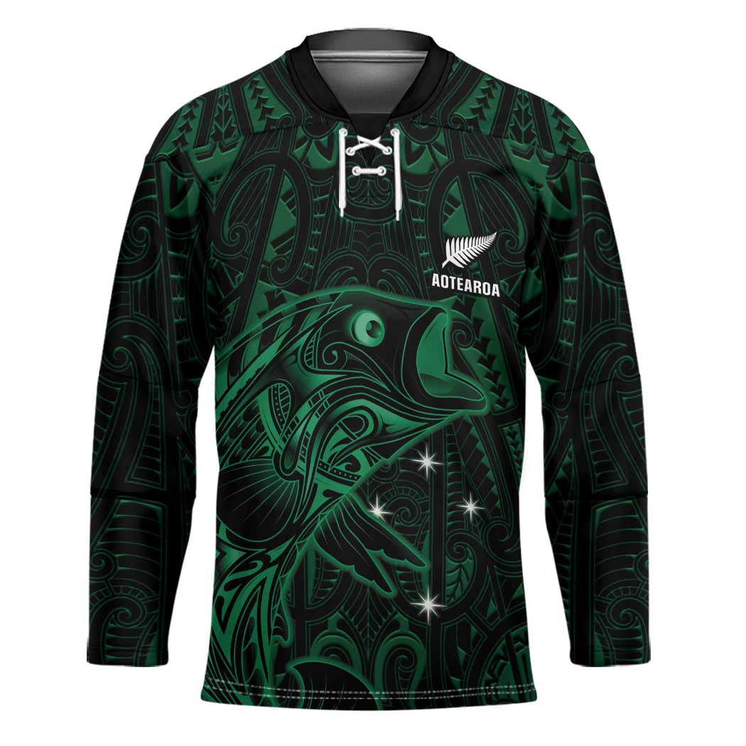 Custom New Zealand Fishing Hockey Jersey Maori Tribal Pattern - Polynesian Pride