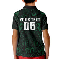 Custom New Zealand Fishing Kid Polo Shirt Maori Tribal Pattern - Polynesian Pride