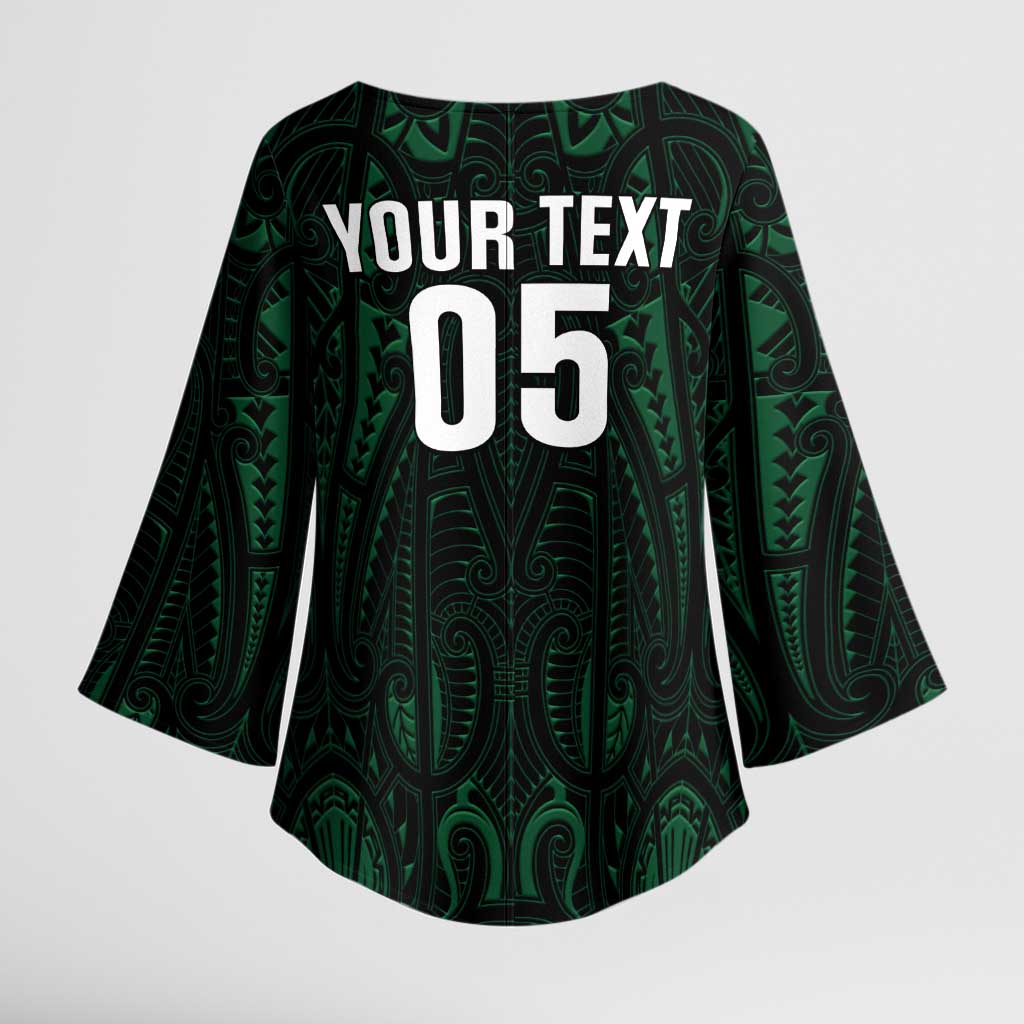 Custom New Zealand Fishing Kimono Sleeve Blouse Maori Tribal Pattern - Polynesian Pride