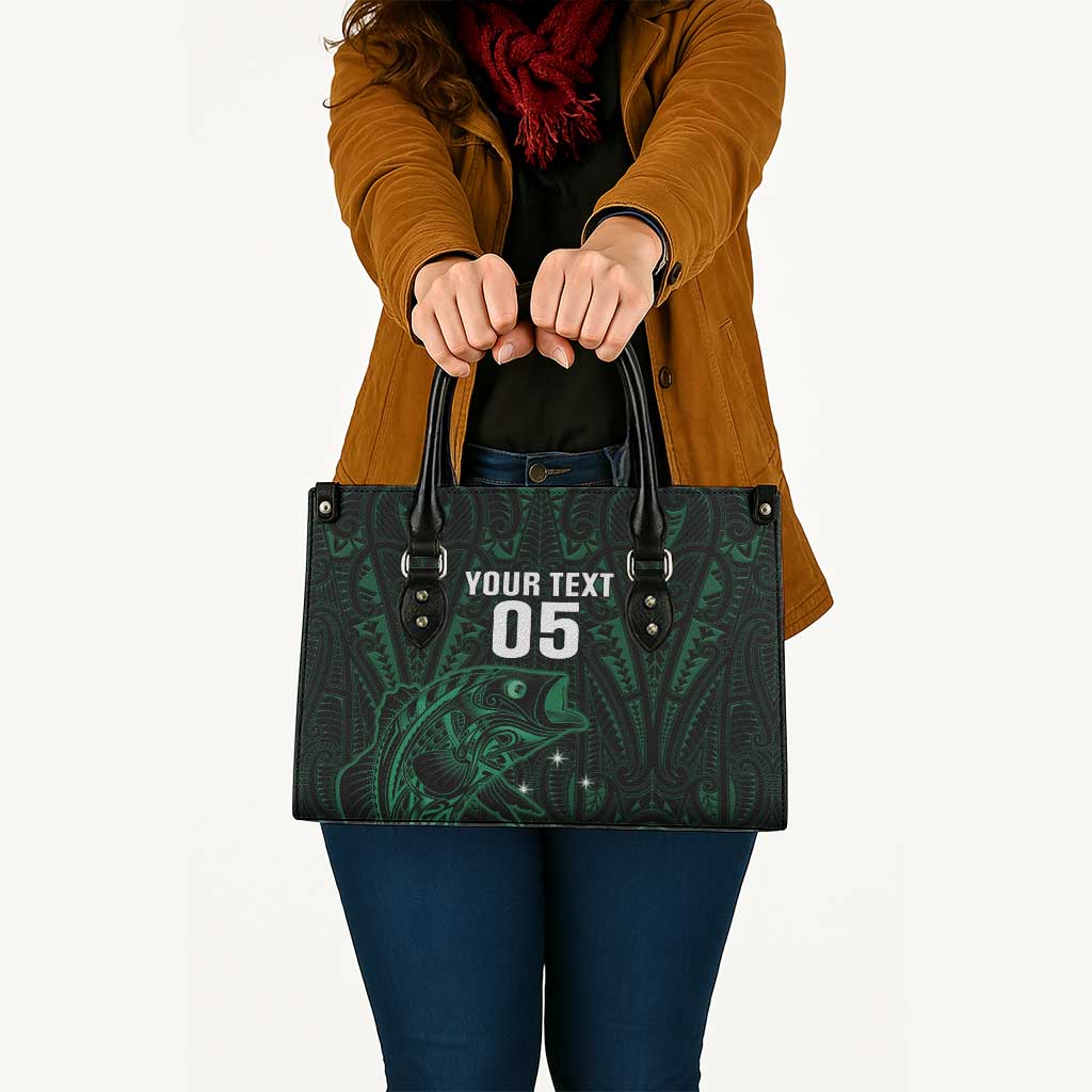 Custom New Zealand Fishing Leather Bag Maori Tribal Pattern - Polynesian Pride