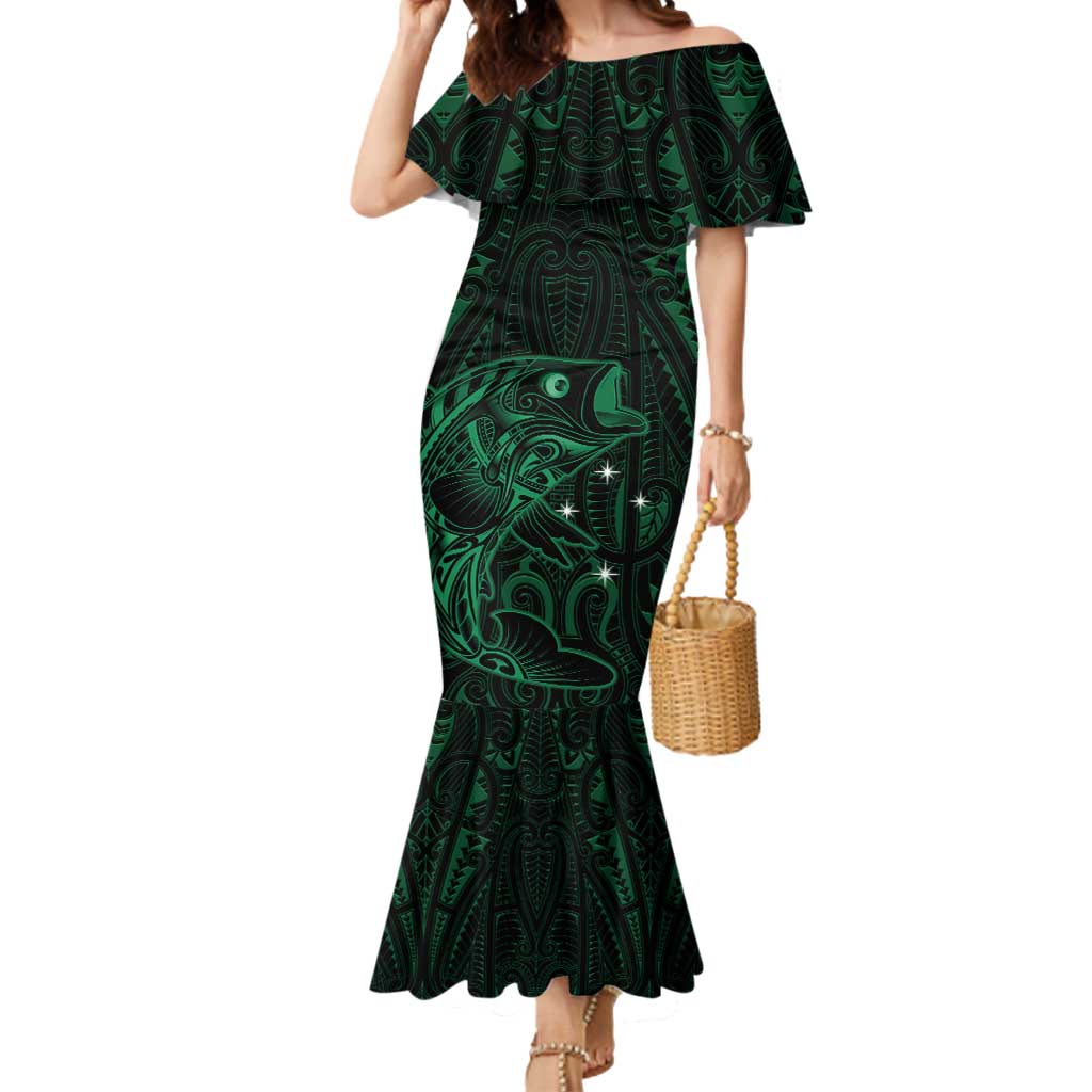Custom New Zealand Fishing Mermaid Dress Maori Tribal Pattern LT05 Women Black - Polynesian Pride