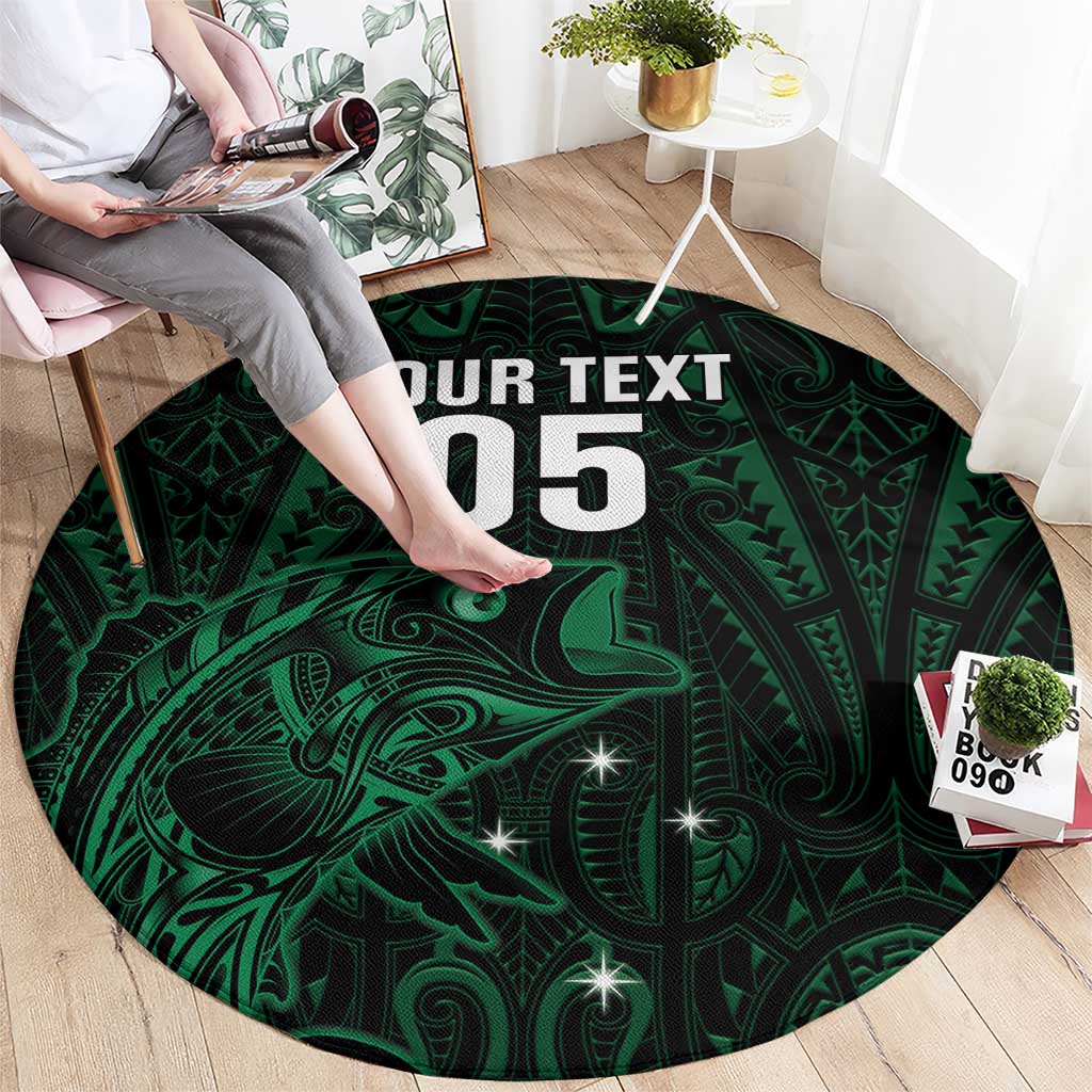 Custom New Zealand Fishing Round Carpet Maori Tribal Pattern - Polynesian Pride