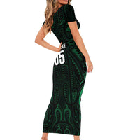 Custom New Zealand Fishing Short Sleeve Bodycon Dress Maori Tribal Pattern LT05 - Polynesian Pride
