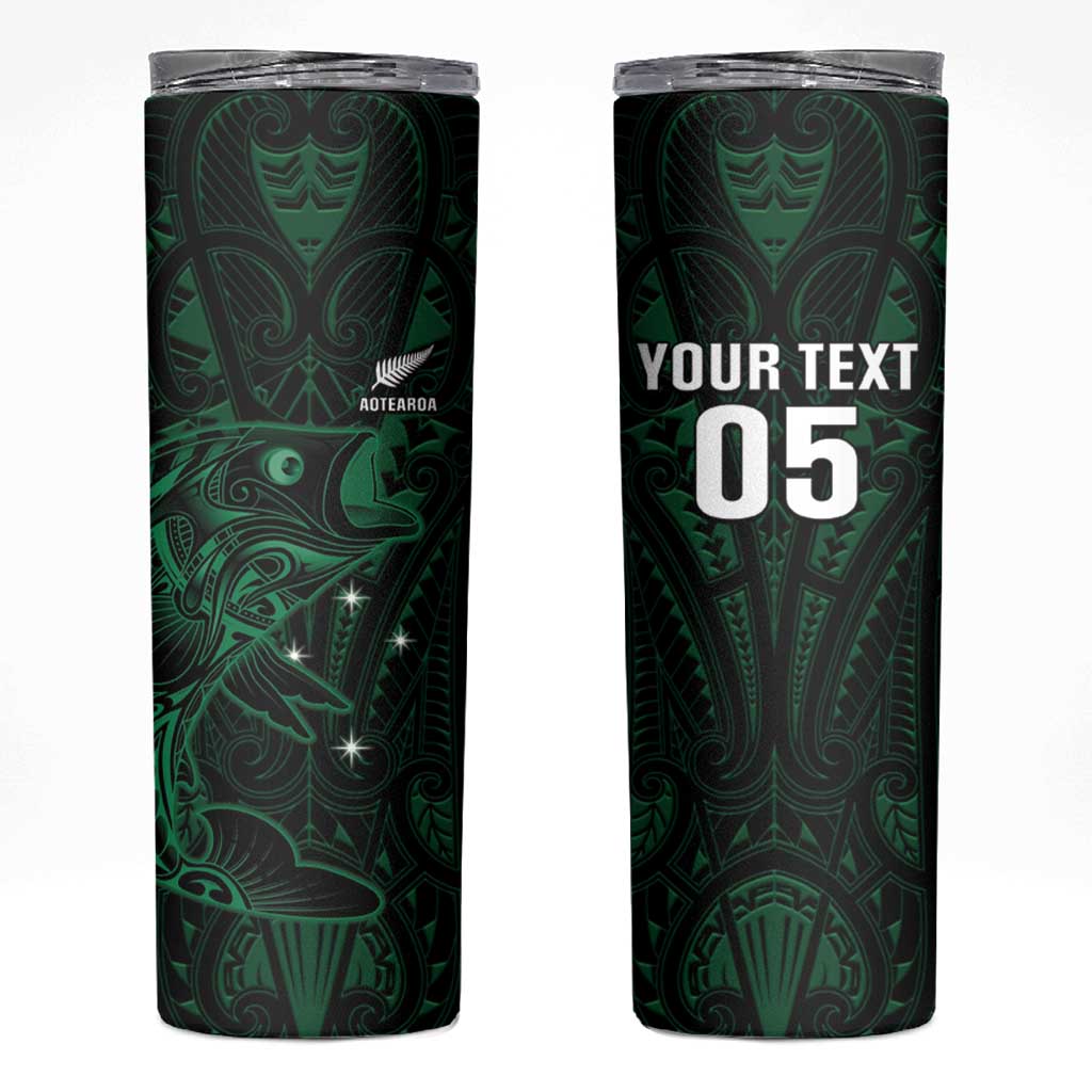 Custom New Zealand Fishing Skinny Tumbler Maori Tribal Pattern LT05 Black - Polynesian Pride