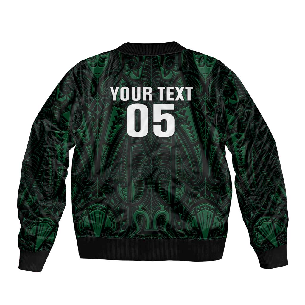 Custom New Zealand Fishing Sleeve Zip Bomber Jacket Maori Tribal Pattern - Polynesian Pride