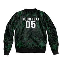 Custom New Zealand Fishing Sleeve Zip Bomber Jacket Maori Tribal Pattern - Polynesian Pride