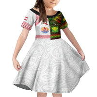 Custom Hawaii And Tahiti Family Matching Off Shoulder Maxi Dress and Hawaiian Shirt Coat Of Arms Polynesian Pattern LT05 Daughter's Dress Reggae - Polynesian Pride