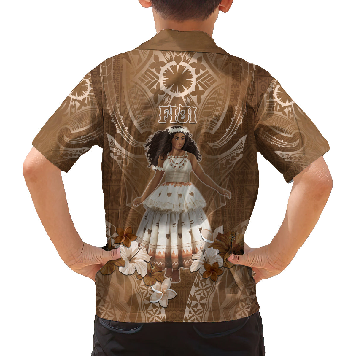 Bula Fiji Women's Day Family Matching Off Shoulder Short Dress and Hawaiian Shirt With Fijian Tapa Pattern LT05 - Polynesian Pride