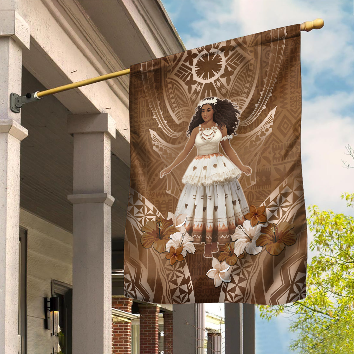 Bula Fiji Women's Day Garden Flag With Fijian Tapa Pattern