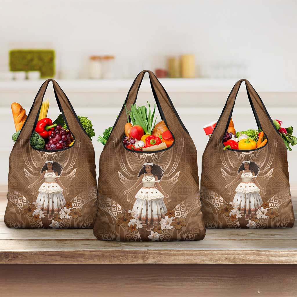Bula Fiji Women's Day Grocery Bag With Fijian Tapa Pattern