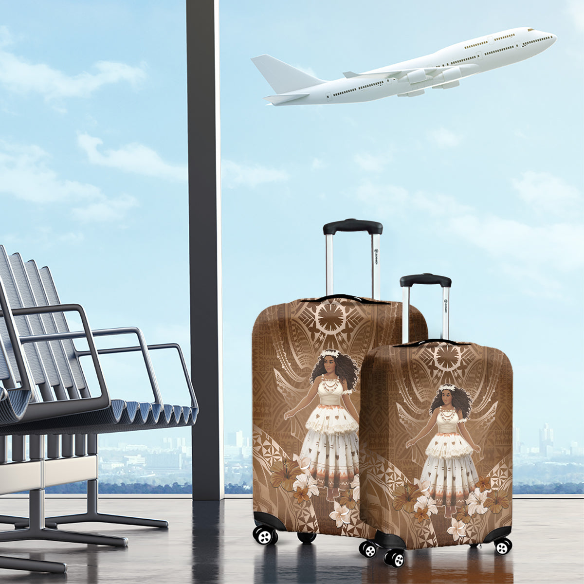 Bula Fiji Women's Day Luggage Cover With Fijian Tapa Pattern