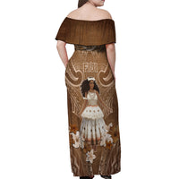 Bula Fiji Women's Day Off Shoulder Maxi Dress With Fijian Tapa Pattern LT05 - Polynesian Pride
