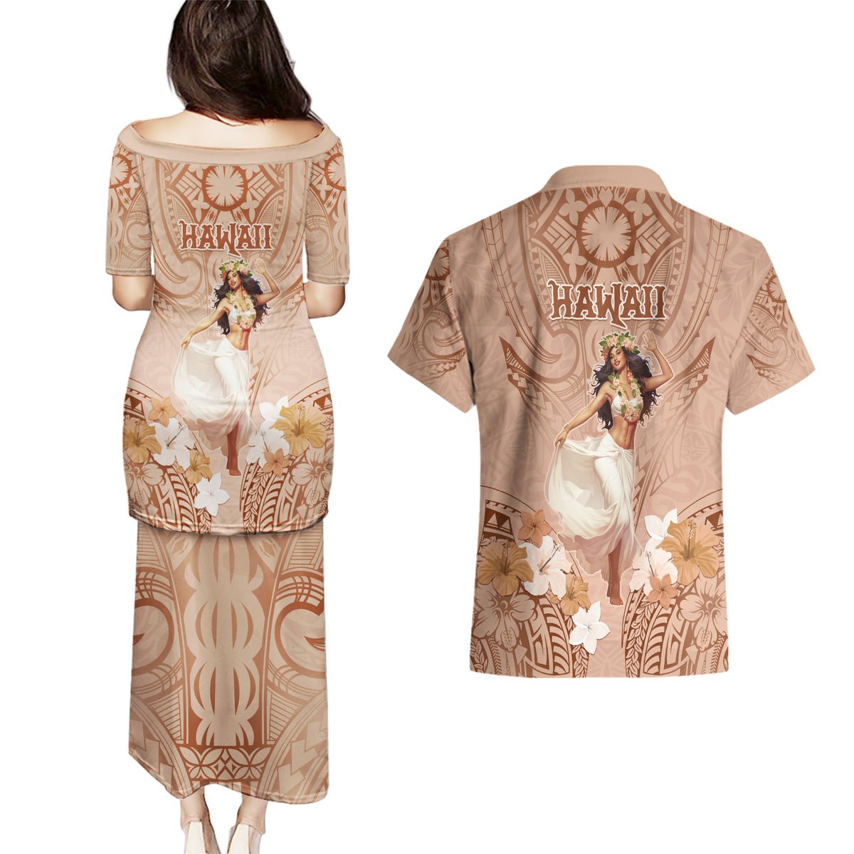 Hawaii Women's Day Couples Matching Puletasi and Hawaiian Shirt With Polynesian Pattern LT05 - Polynesian Pride