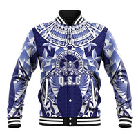 Personalised Tonga Queen Salote College Baseball Jacket Centenary Navy Version