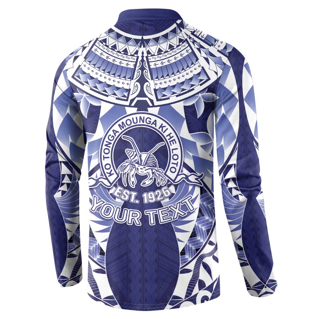 Personalised Tonga Queen Salote College Button Sweatshirt Centenary Navy Version