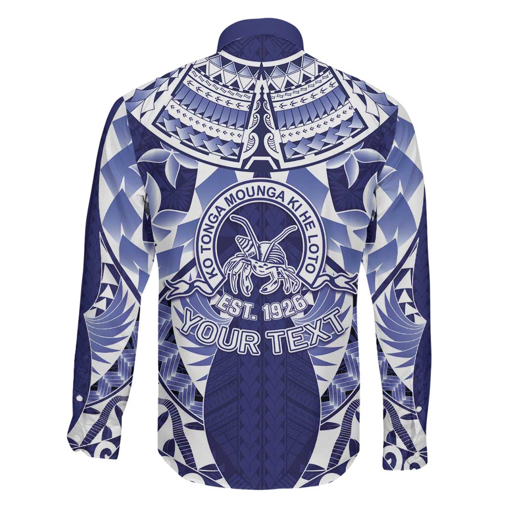 Personalised Tonga Queen Salote College Family Matching Off Shoulder Short Dress and Hawaiian Shirt Centenary Navy Version LT05 - Polynesian Pride