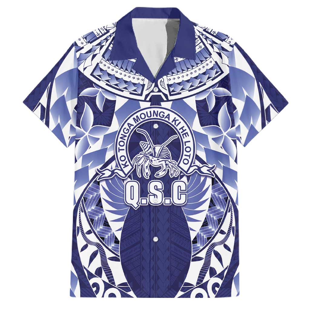 Personalised Tonga Queen Salote College Family Matching Short Sleeve Bodycon Dress and Hawaiian Shirt Centenary Navy Version LT05 Dad's Shirt - Short Sleeve Navy - Polynesian Pride