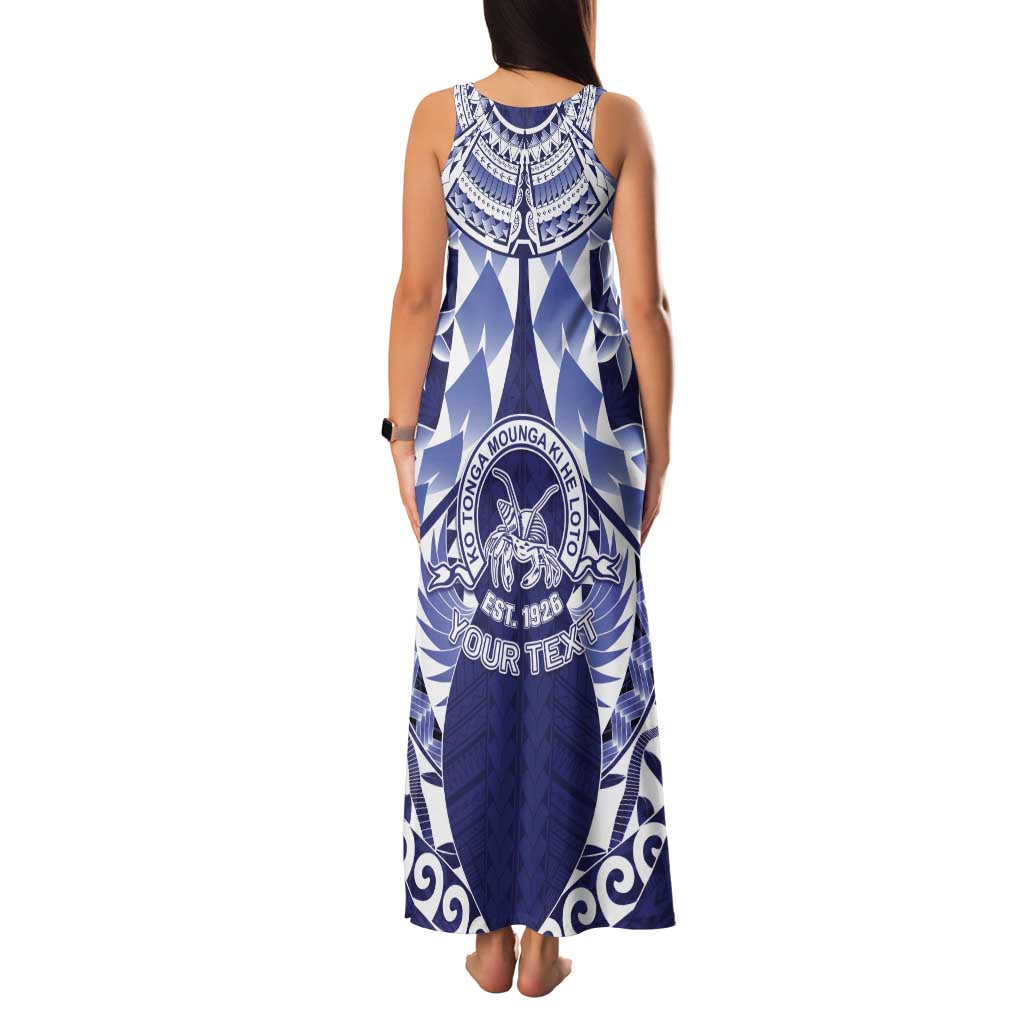 Personalised Tonga Queen Salote College Family Matching Tank Maxi Dress and Hawaiian Shirt Centenary Navy Version LT05 - Polynesian Pride