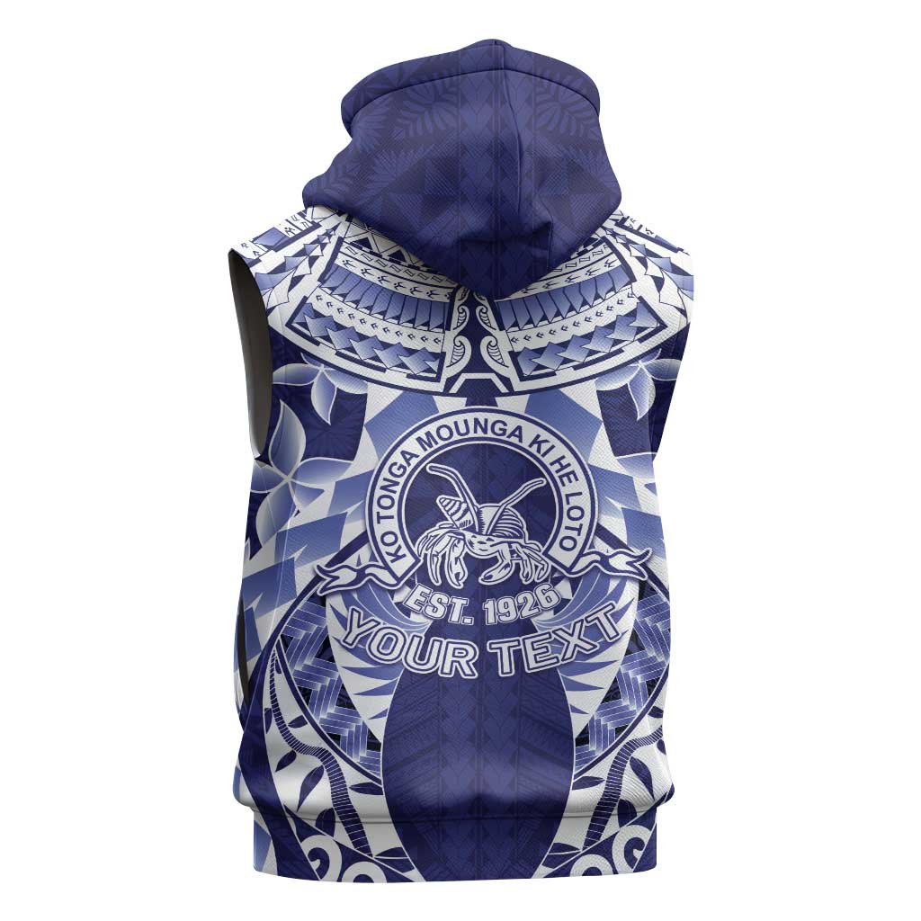 Personalised Tonga Queen Salote College Sleeveless Hoodie Centenary Navy Version LT05 - Polynesian Pride
