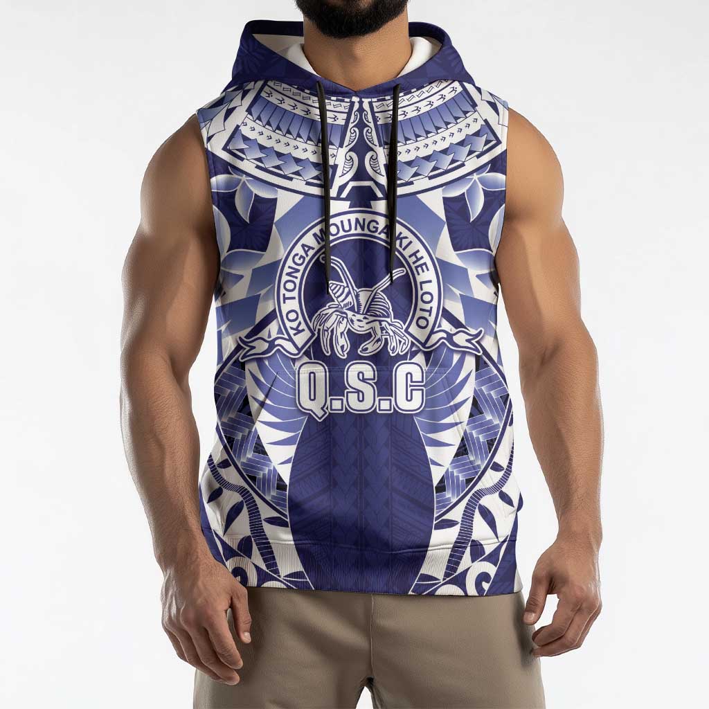 Personalised Tonga Queen Salote College Sleeveless Hoodie Centenary Navy Version LT05 - Polynesian Pride