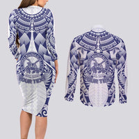 Personalised Tonga Queen Salote College Couples Matching Long Sleeve Bodycon Dress and Long Sleeve Button Shirt Centenary White Version