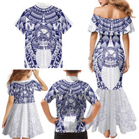 Personalised Tonga Queen Salote College Family Matching Mermaid Dress and Hawaiian Shirt Centenary White Version LT05 - Polynesian Pride