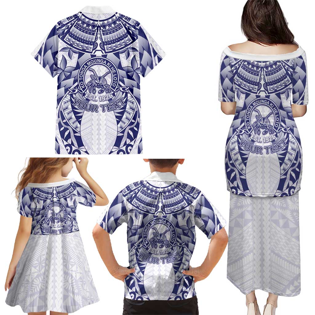 Personalised Tonga Queen Salote College Family Matching Puletasi and Hawaiian Shirt Centenary White Version