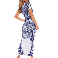 Personalised Tonga Queen Salote College Family Matching Short Sleeve Bodycon Dress and Hawaiian Shirt Centenary White Version LT05 - Polynesian Pride