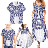 Personalised Tonga Queen Salote College Family Matching Summer Maxi Dress and Hawaiian Shirt Centenary White Version LT05 - Polynesian Pride