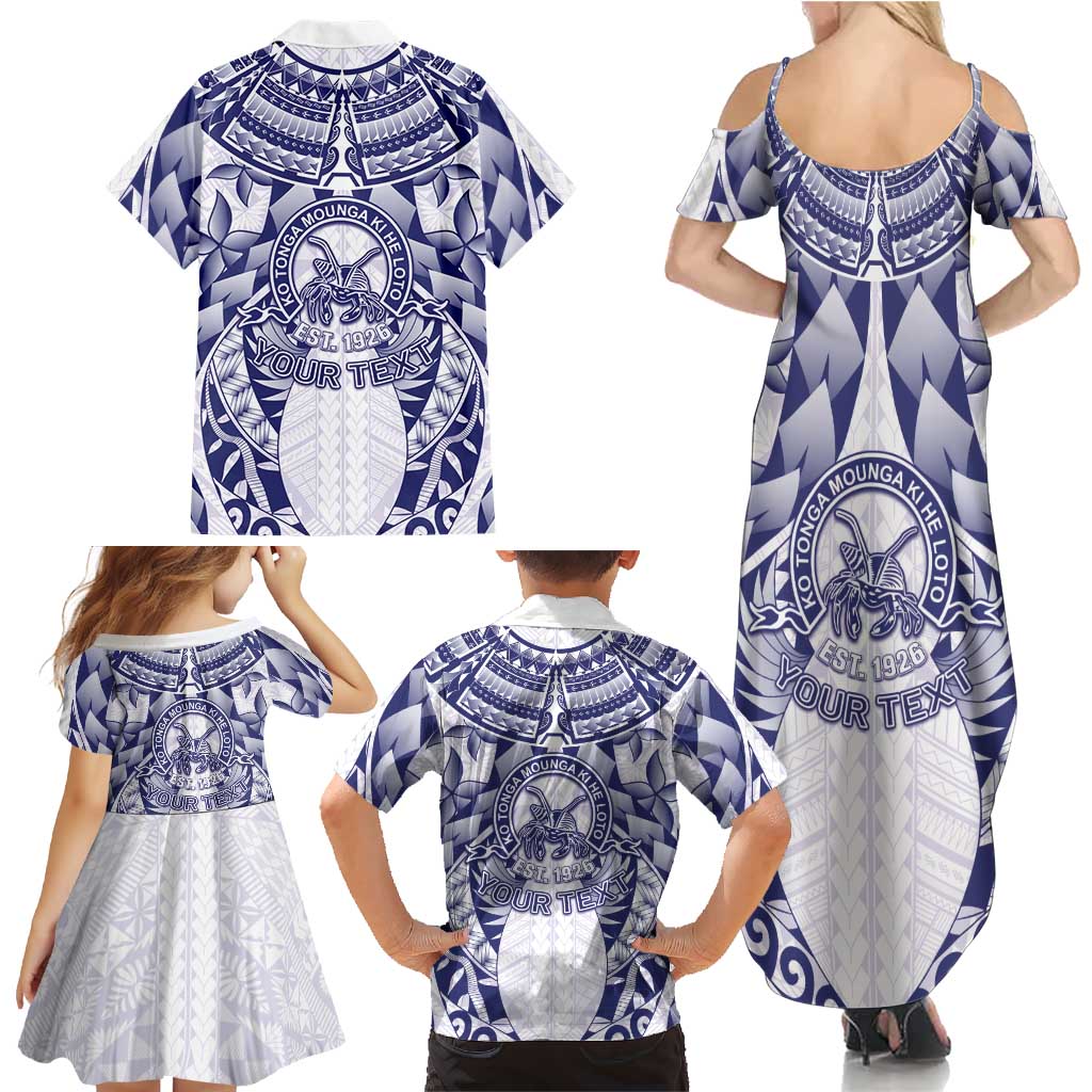 Personalised Tonga Queen Salote College Family Matching Summer Maxi Dress and Hawaiian Shirt Centenary White Version LT05 - Polynesian Pride
