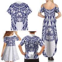 Personalised Tonga Queen Salote College Family Matching Summer Maxi Dress and Hawaiian Shirt Centenary White Version LT05 - Polynesian Pride
