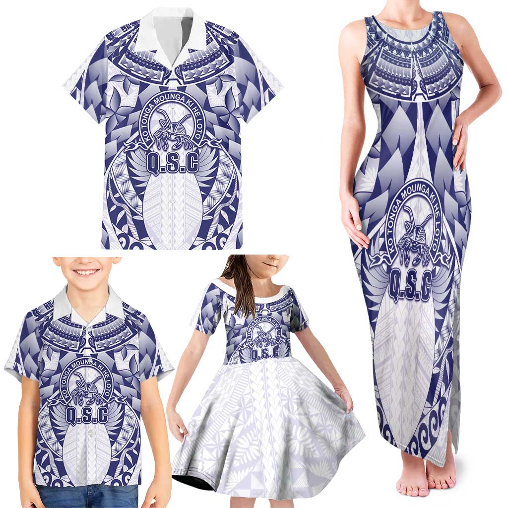 Personalised Tonga Queen Salote College Family Matching Tank Maxi Dress and Hawaiian Shirt Centenary White Version LT05 - Polynesian Pride