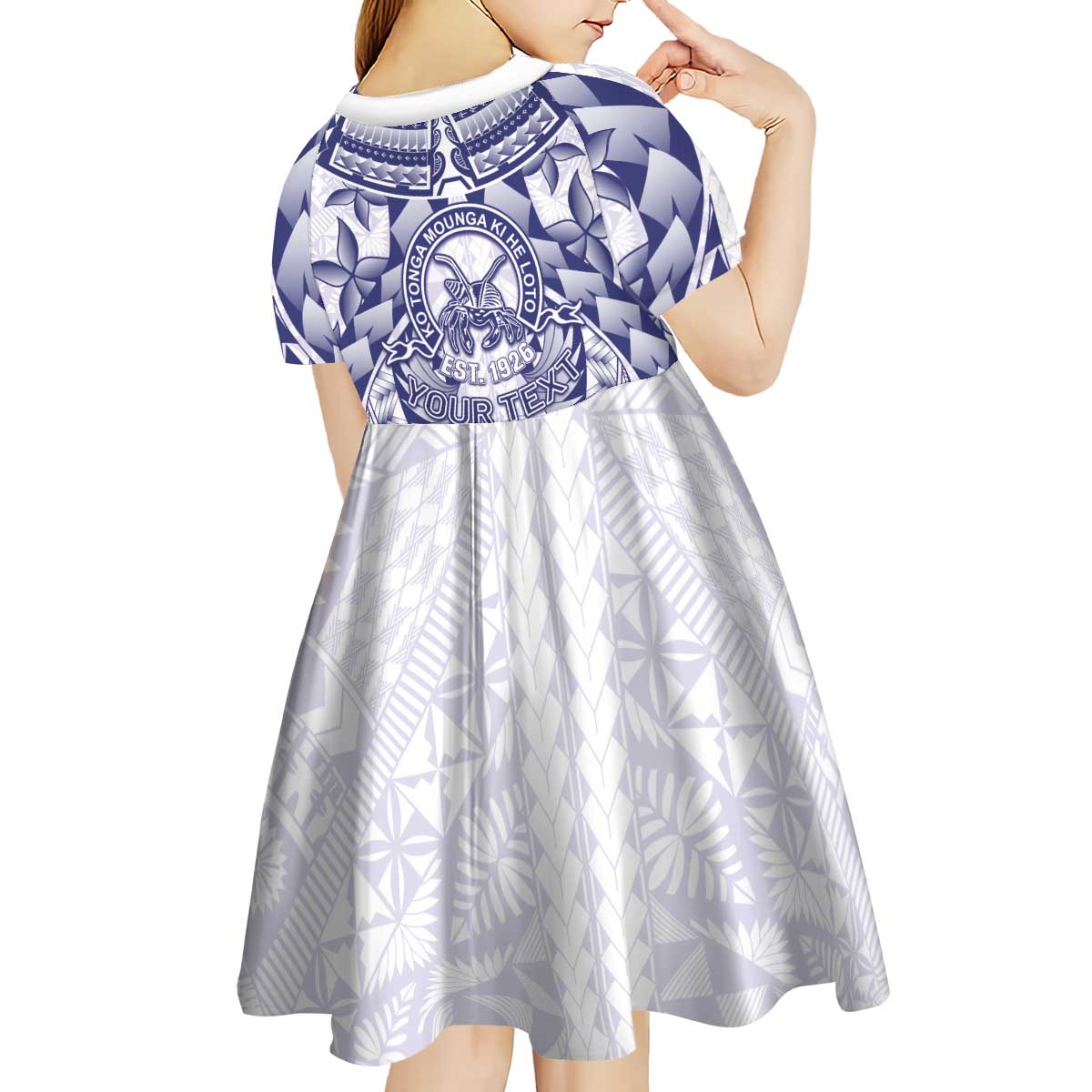 Personalised Tonga Queen Salote College Kid Short Sleeve Dress Centenary White Version
