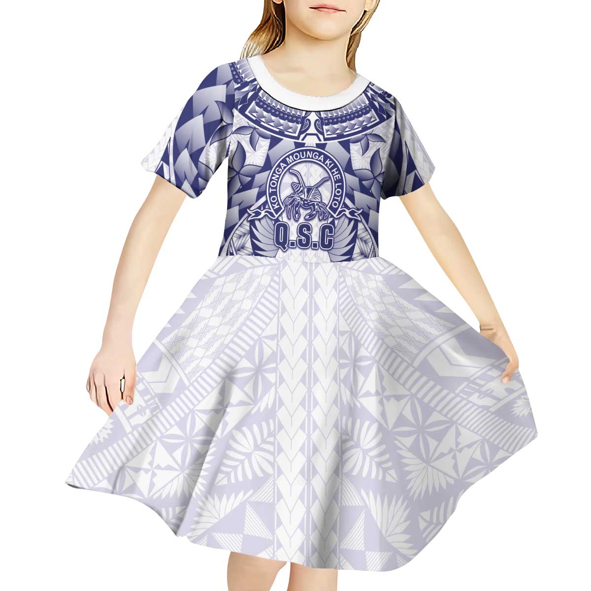 Personalised Tonga Queen Salote College Kid Short Sleeve Dress Centenary White Version