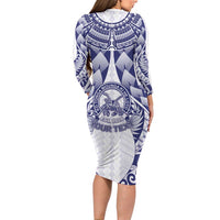 Personalised Tonga Queen Salote College Long Sleeve Bodycon Dress Centenary White Version LT05 - Polynesian Pride