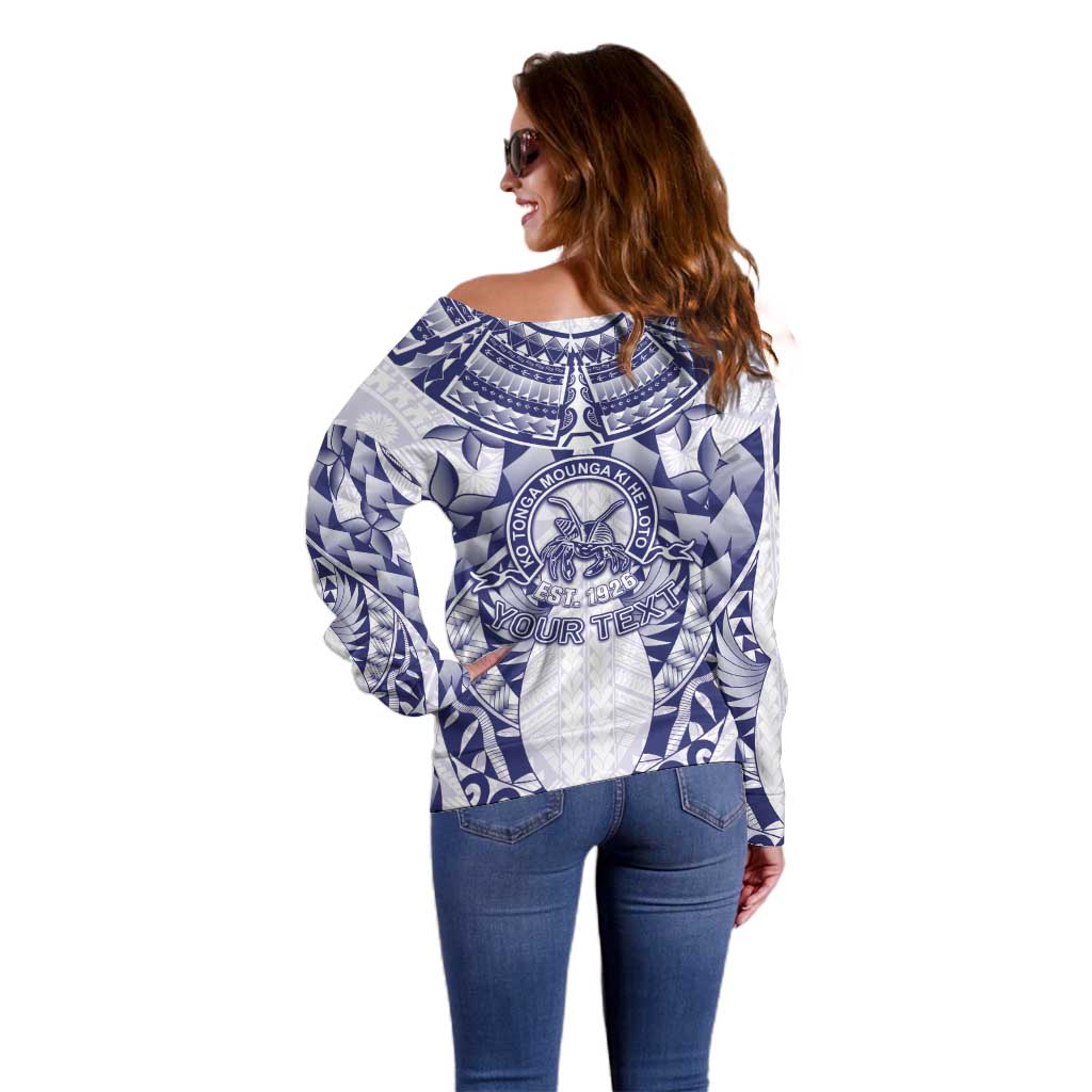 Personalised Tonga Queen Salote College Off Shoulder Sweater Centenary White Version