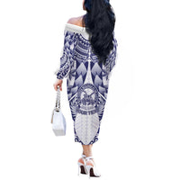 Personalised Tonga Queen Salote College Off The Shoulder Long Sleeve Dress Centenary White Version