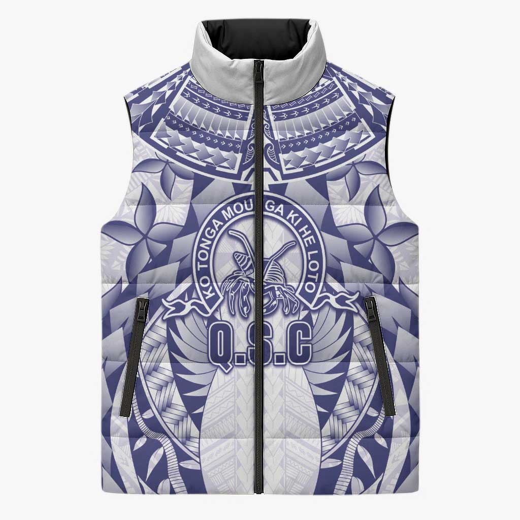 Personalised Tonga Queen Salote College Sleeveless Puffer Jacket Centenary White Version