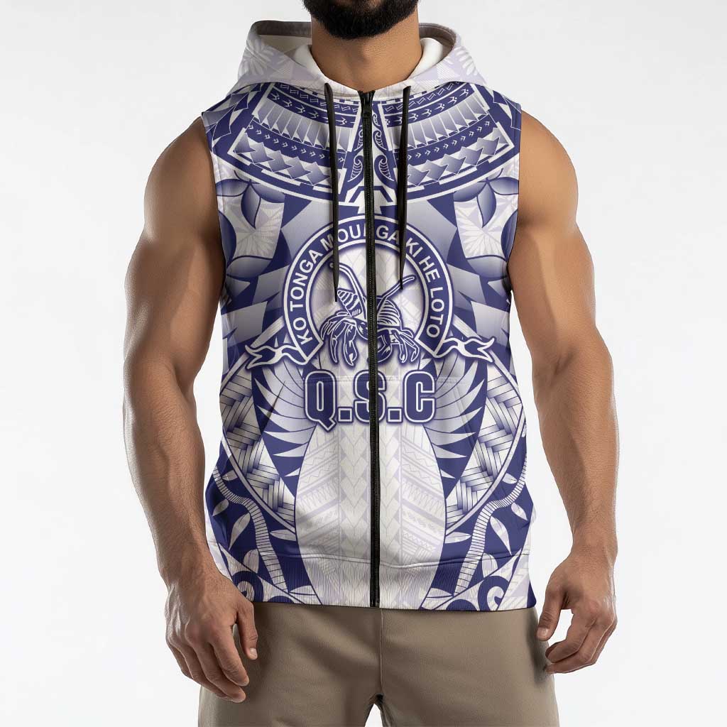 Personalised Tonga Queen Salote College Sleeveless Zip Hoodie Centenary White Version