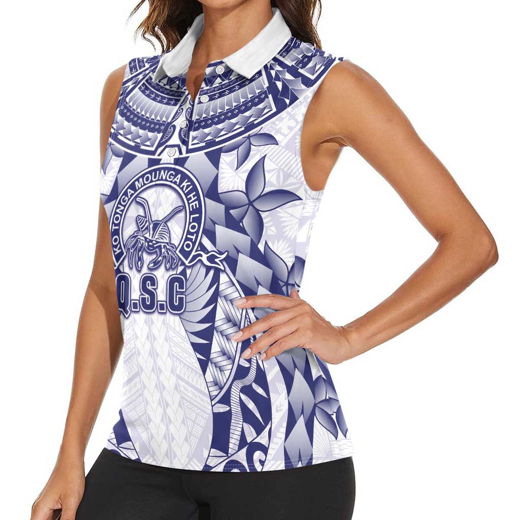 Personalised Tonga Queen Salote College Women Sleeveless Polo Shirt Centenary White Version